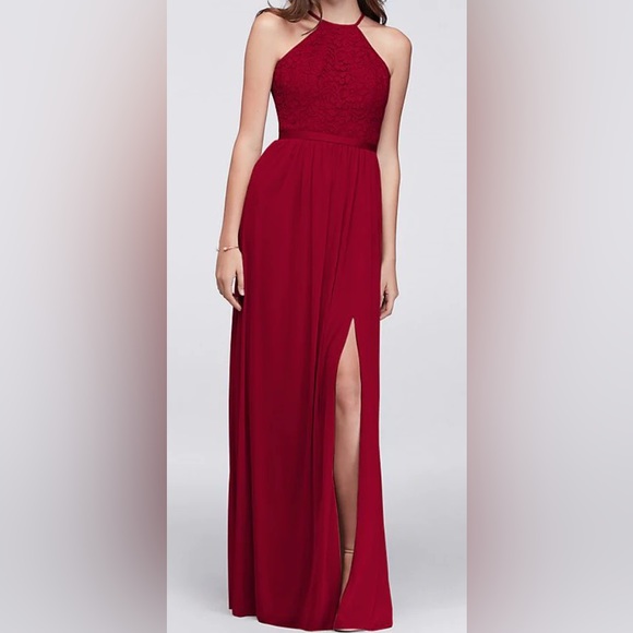 David’s bridal halter open back long lace dress - Picture 10 of 10